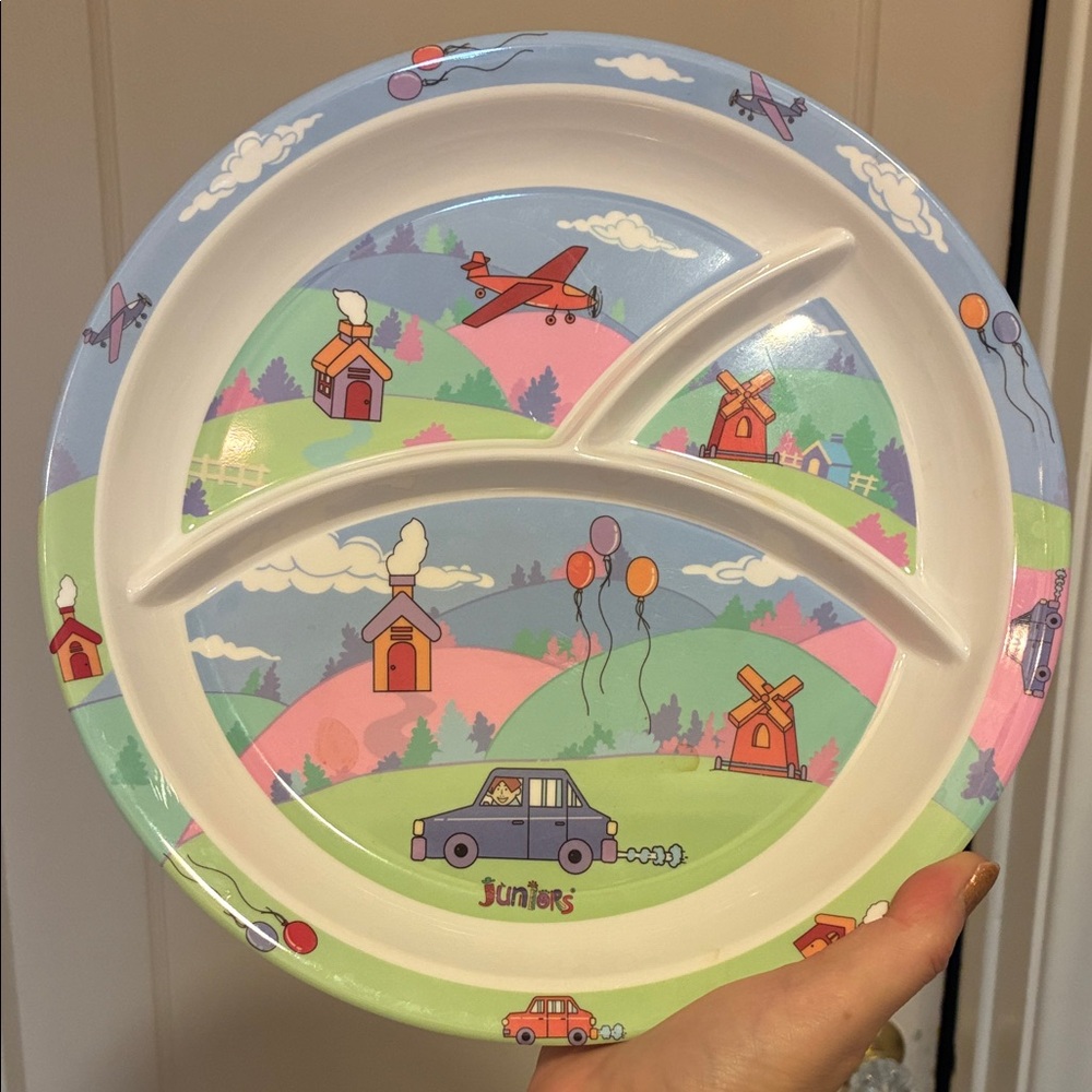 NEW VINTAGE I.B.S. Design HAPPY JUNIOR MELAMINE BABY TODDLER PLATE Kids Divided